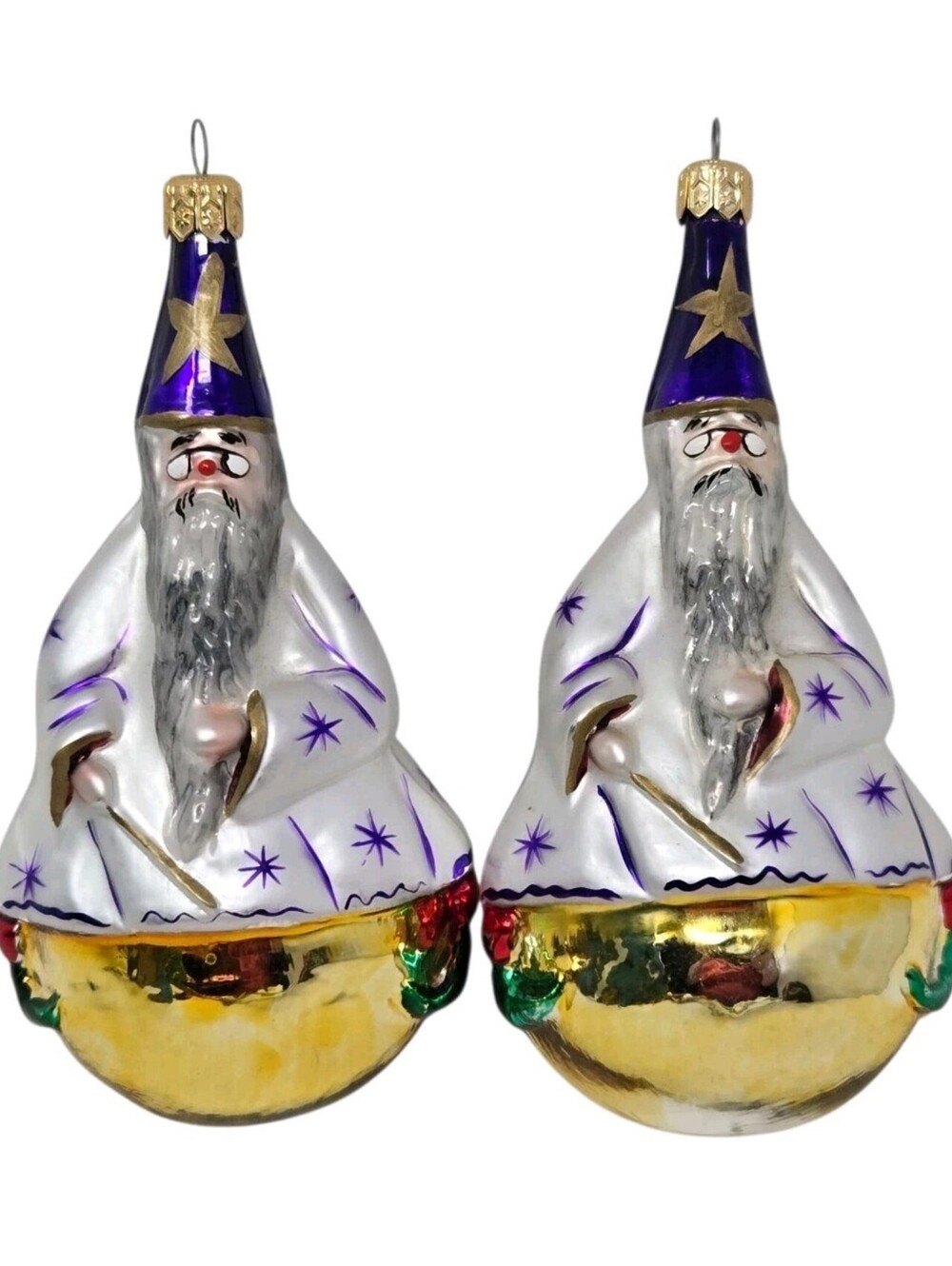 Kurt S Adler Polonaise Purple Wizard Christmas Ornament Set Of Two